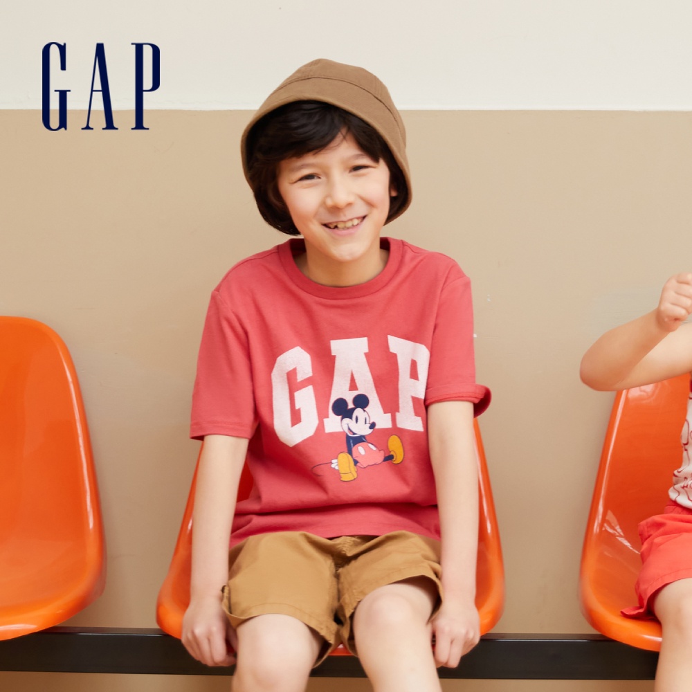 Gap 男童裝 Gap x Disney迪士尼聯名 Logo純棉印花短袖T恤-紅色(867976)