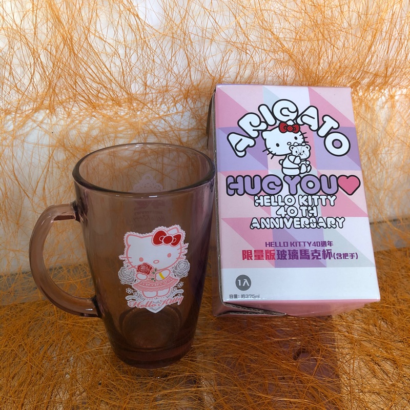 絕版正品 7-11 HELLO KITTY 40 週年限量版玻璃馬克杯 情人節限量版 粉紅玫瑰杯