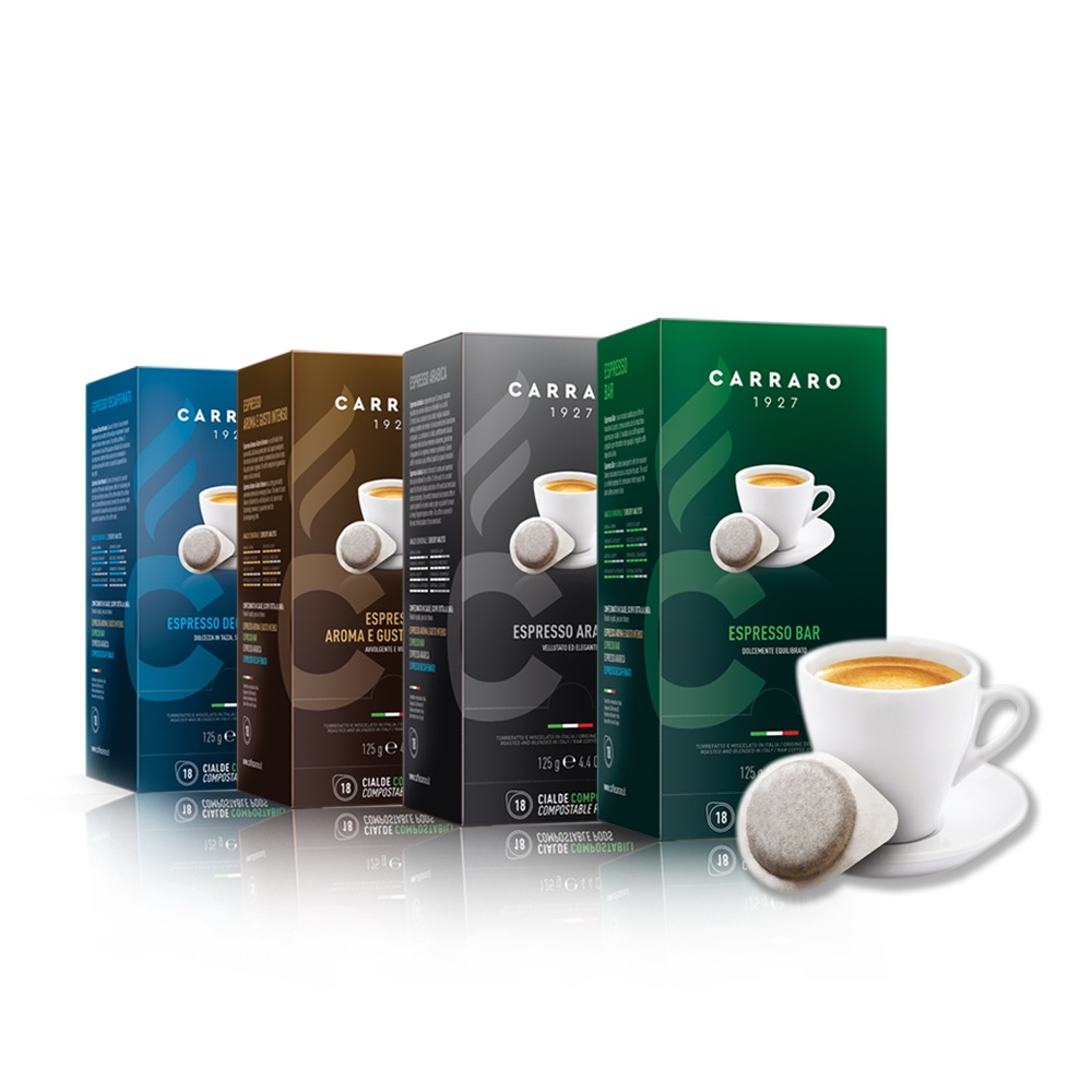 【CARRARO】Espresso Coffee Pod 咖啡易濾包 3種風味任選(7g/ 18入/盒)｜雨林認證