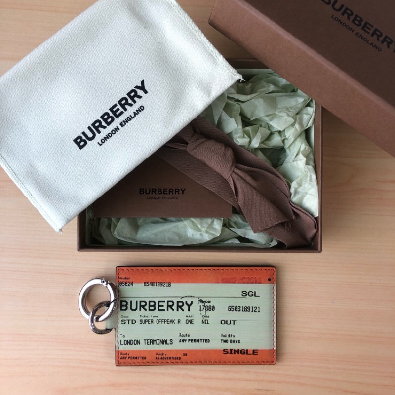 Burberry 火車票印花皮革鑰匙圈 / 絕版 / 全新 / 官網購入