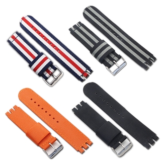 適用swatch swatch 手錶 斯沃琪手錶帶 尼龍帆布編織帶錶帶 替換矽膠帶17mm 22mm 19mm