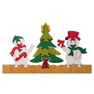 聖誕彩色立體木質拼圖-雪人聖誕樹-168幼福童書網
