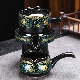 陸羽茶具單個懶人石磨茶具單個旋轉出水功夫茶壺復古時來運轉自動沖泡茶器