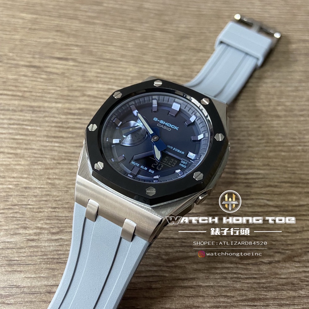 []錶子$行頭[] G-SHOCK "改裝成品" 農家橡樹離岸型 黑圈銀 灰膠帶 GM-2100N-2A