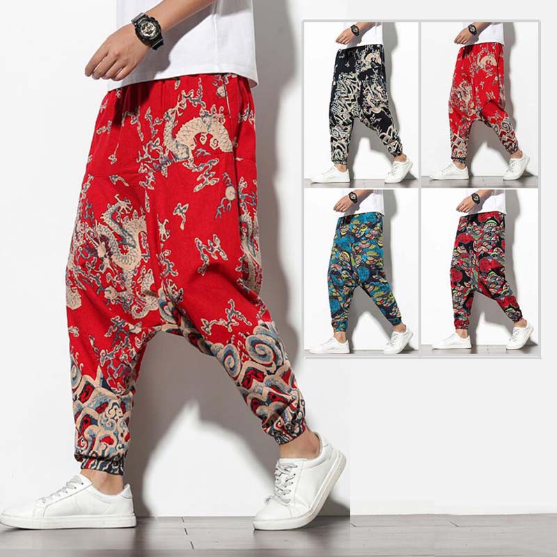 男士寬鬆低幫寬鬆褲休閒褲 Boho Hippie Harem pants