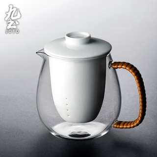 九土手工陶瓷內膽玻璃茶壺手工耐高溫玻璃煮茶壺帶過濾陶瓷內膽加熱花茶壺可加熱帶過濾內膽 701mL(含)-800mL(含)