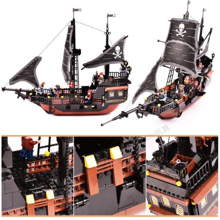 【奇子】GUDI 黑珍珠號 海盜船積木 相容樂高