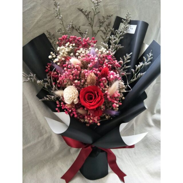 紅色系永生花束 乾燥花束 耶誕節花束 告白花束 求婚花束 蝦皮購物