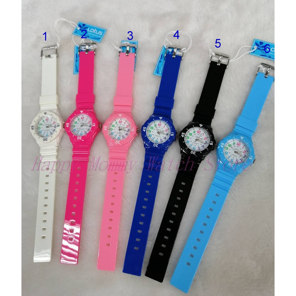【 幸福媽咪 】網路購物、門市服務 Lotus 日本機芯 超輕量數字 兒童錶 藍/桃紅/水藍/粉/白/黑