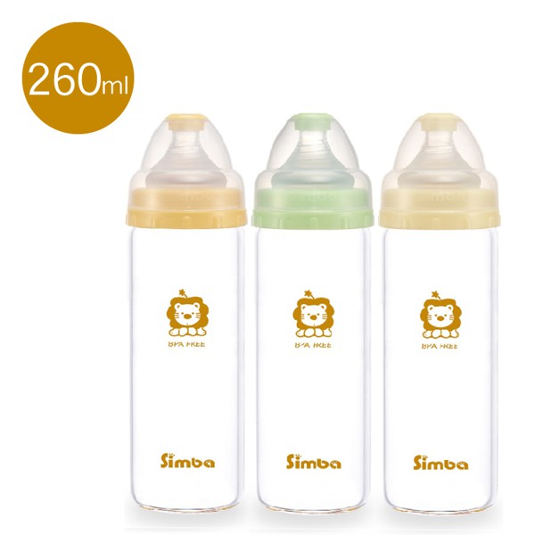 小獅王辛巴 超輕鑽寬口直圓玻璃大奶瓶（260ml）顏色隨機出貨