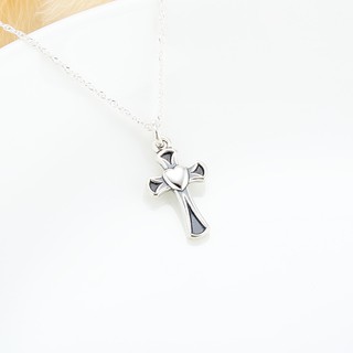 【Angel & Me】愛心 十字架 s925 純銀 項鍊 基督教 福音 洗禮 受洗 生日禮物