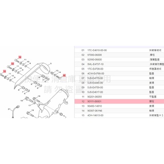 撿便宜 料號:90111-06801 YAMAHA山葉原廠部品螺栓 白鐵螺絲M6x20mm (內六角) 排氣管防燙蓋螺絲
