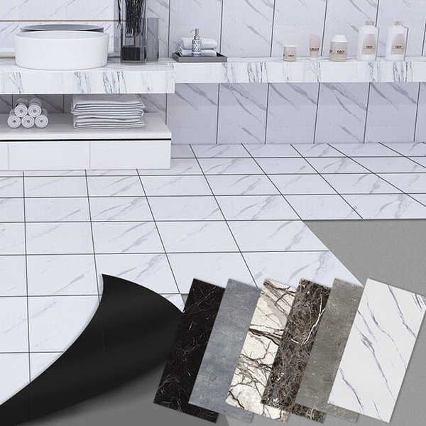 30x 60cm 3D立體 防水 地磚貼 仿真大理石紋 牆紙 地板貼 可移動 自粘牆貼 防滑地板貼 廚房 浴室裝飾貼壁紙