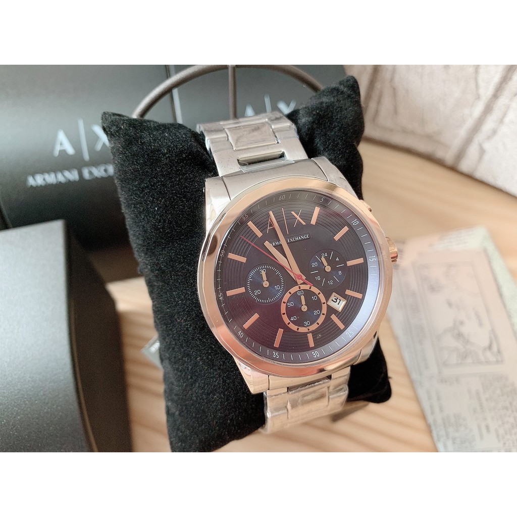 【Ayllon】Armani Exchange AX 鋼錶帶 玫瑰金框 三眼 智能計時 AX2516 男錶 手錶 錶