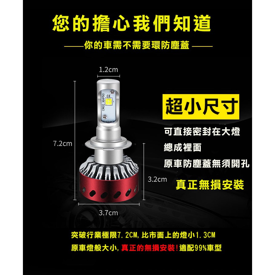 【美國科瑞XHP-50燈珠】360度可調光形 H4 H7 H11 9006 9012 LED大燈