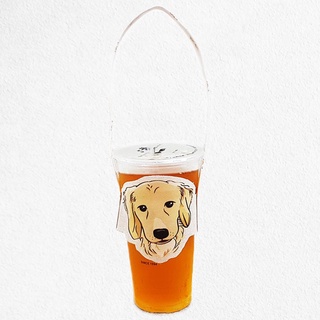 iShare愛現｜黃金獵犬 寵物造型隨行飲料杯套提袋 飲料杯袋