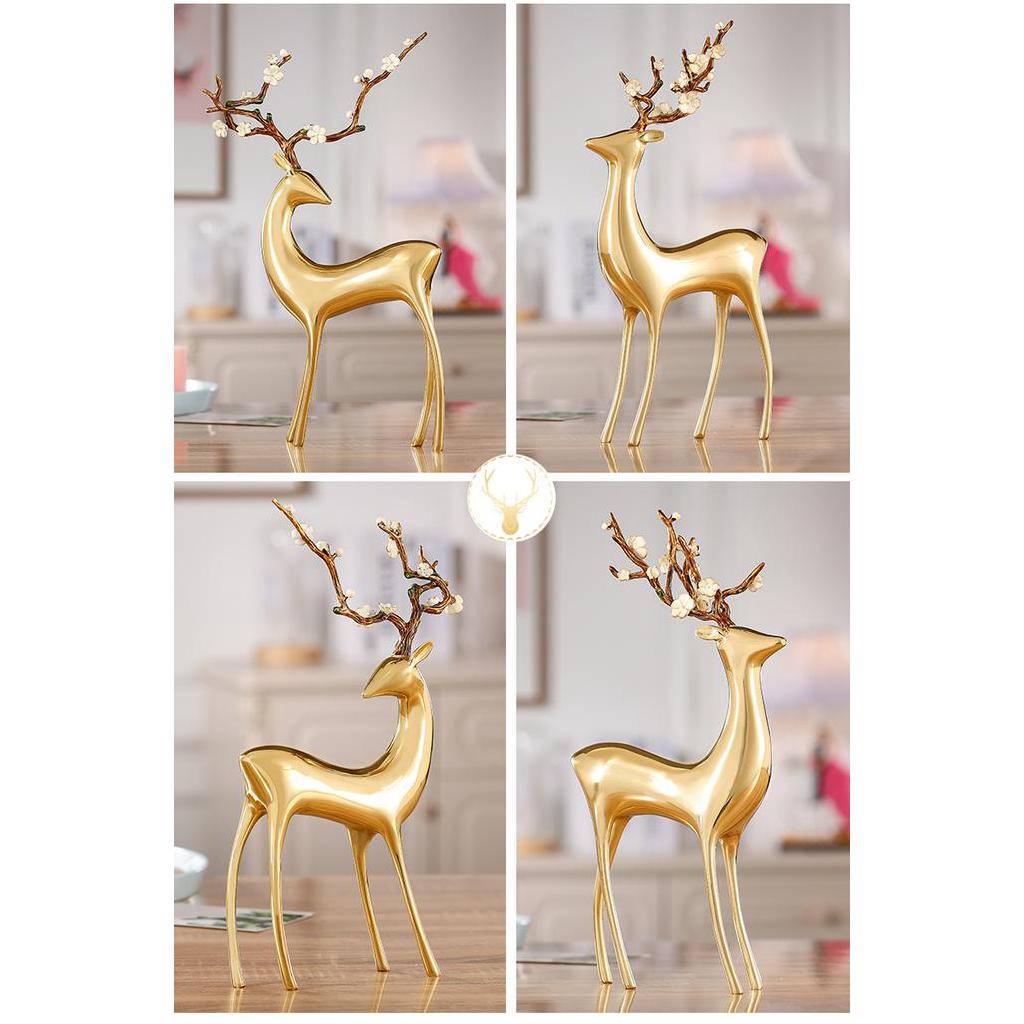 SALE／37%OFF】 真鍮鹿の飾り 銅の梅花鹿 1セット 2体 左右