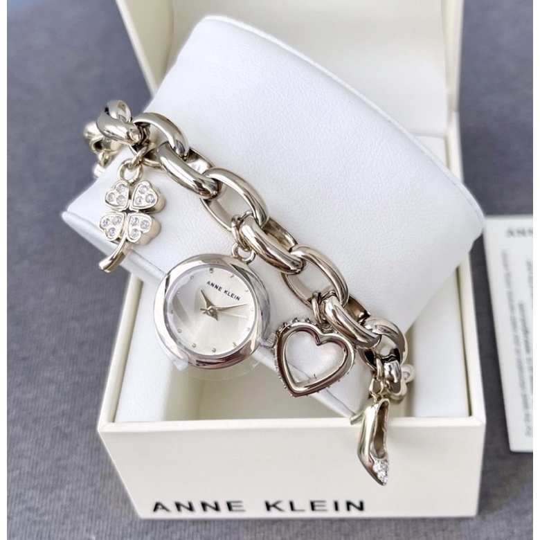 【限時折扣預購】Anne Klein 美國🇺🇸水晶手鐲裝飾錶 手鍊 金色 墜飾 👠🍀💰🔑❤️ 生日禮物 情人節