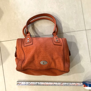 Fossil 二手真品 正品 真皮肩背包 托特包 橘色