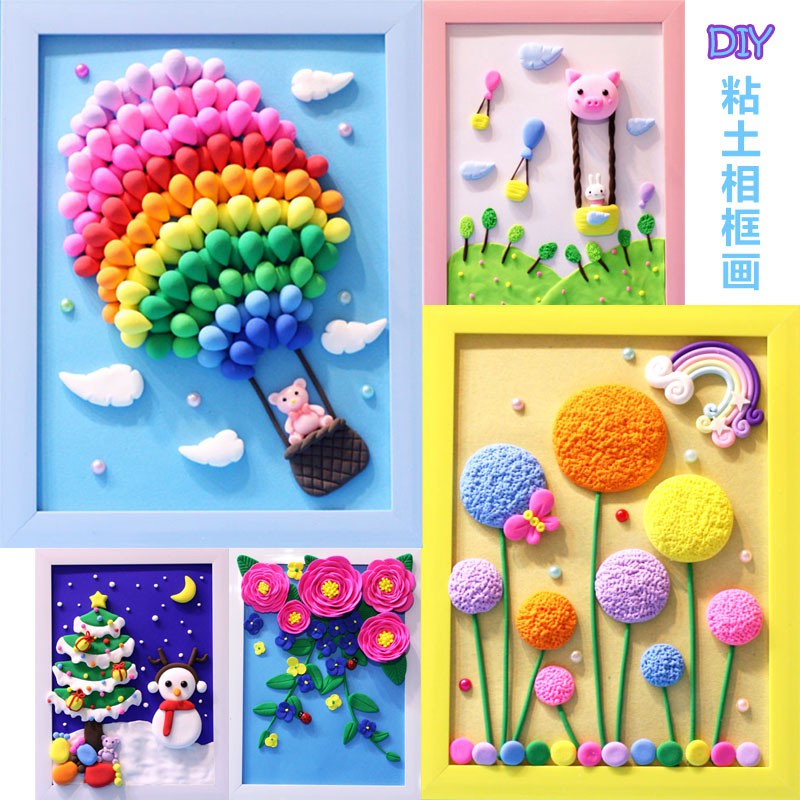 超輕粘土作品 立體材料包親子活動彩泥立體畫圣誕節禮物套裝 蝦皮購物