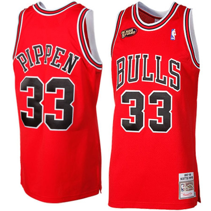 NBA球衣 Scottie Pippen 公牛復古97總冠軍客場紅 M&amp;N Authentic 球員版 電繡 全新含吊牌