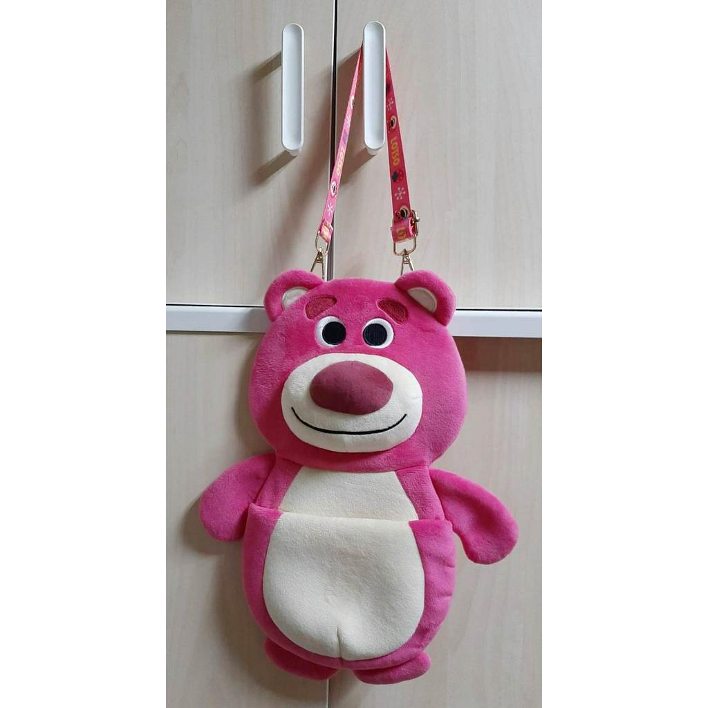 二手 絕版 迪士尼 Disney 草莓 熊抱哥 絨毛 造型 磁鐵 置物袋 收納袋 生日 兒童節 禮物 禮品 玩具總動員