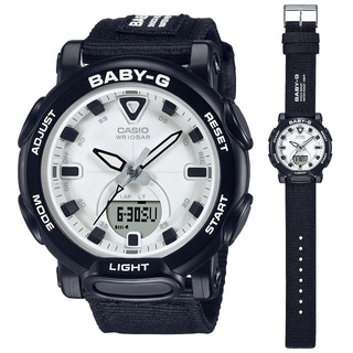 【CASIO 卡西歐】BABY-G 戶外時尚大圓形雙顯錶-黑色白面(BGA-310C-1A)