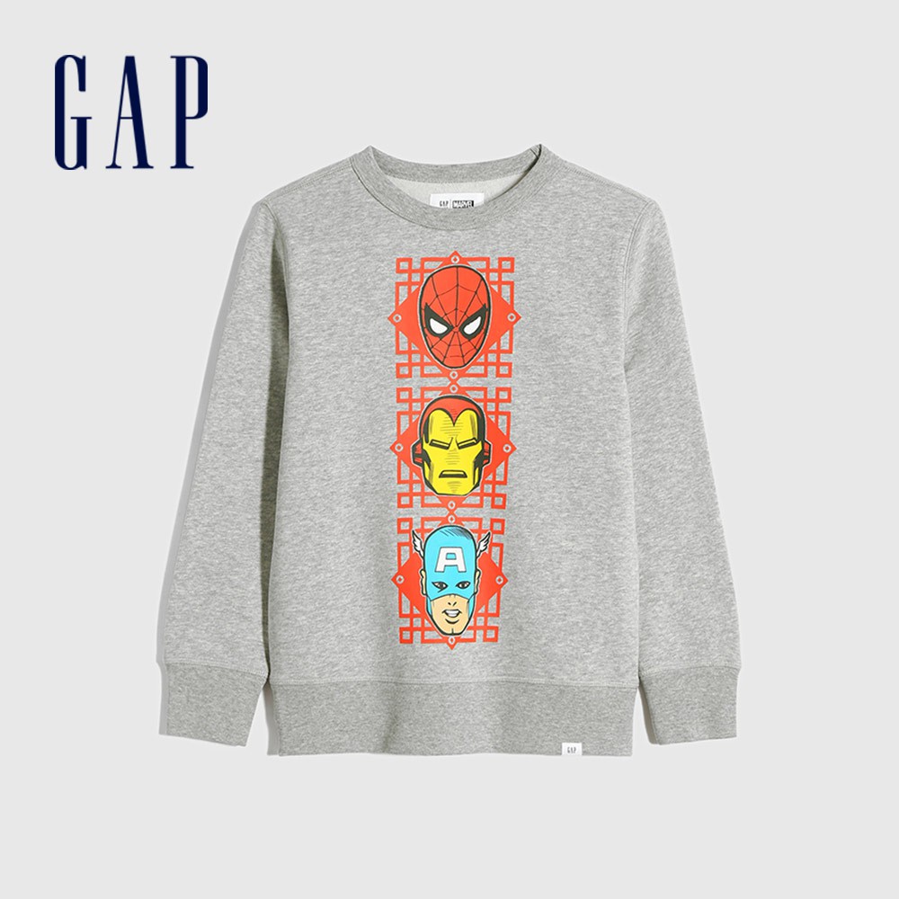 Gap 男童裝 Gap x Marvel漫威聯名 大學T-淺灰色(657565)