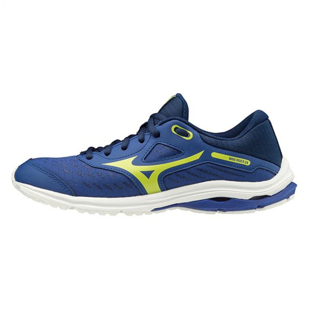 MIZUNO WAVE RIDER 24 JR女鞋 慢跑 大童楦頭 平行波浪片 避震 藍【運動世界】K1GC203343