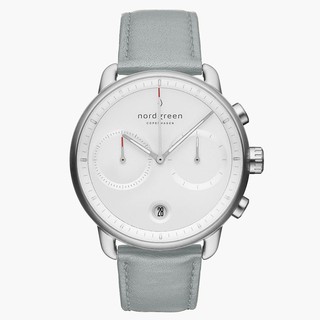 Nordgreen Pioneer | 皓白錶盤 - 霧霾藍純素皮革錶帶42mm/月光銀錶盤