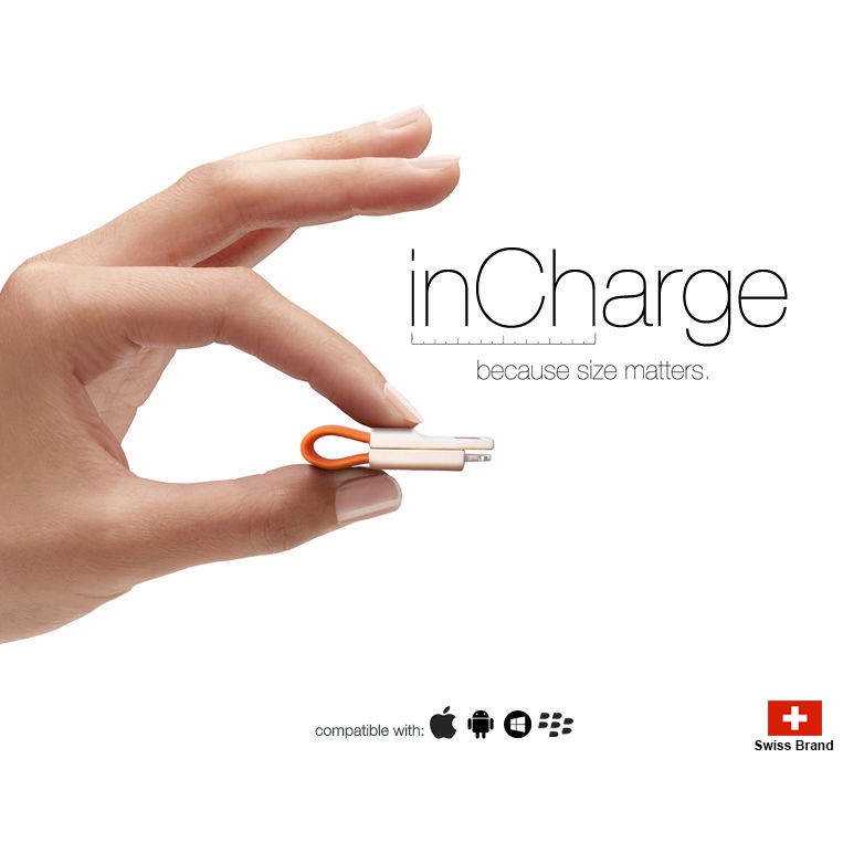 瑞士Incharge世界上最短USB-C接頭充電線/傳輸線附鑰匙圈EDC多色可選
