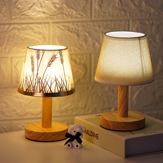 溫馨遙控LED小夜燈節能護眼睡眠喂奶北歐實木裝飾臺燈臥室床頭燈
