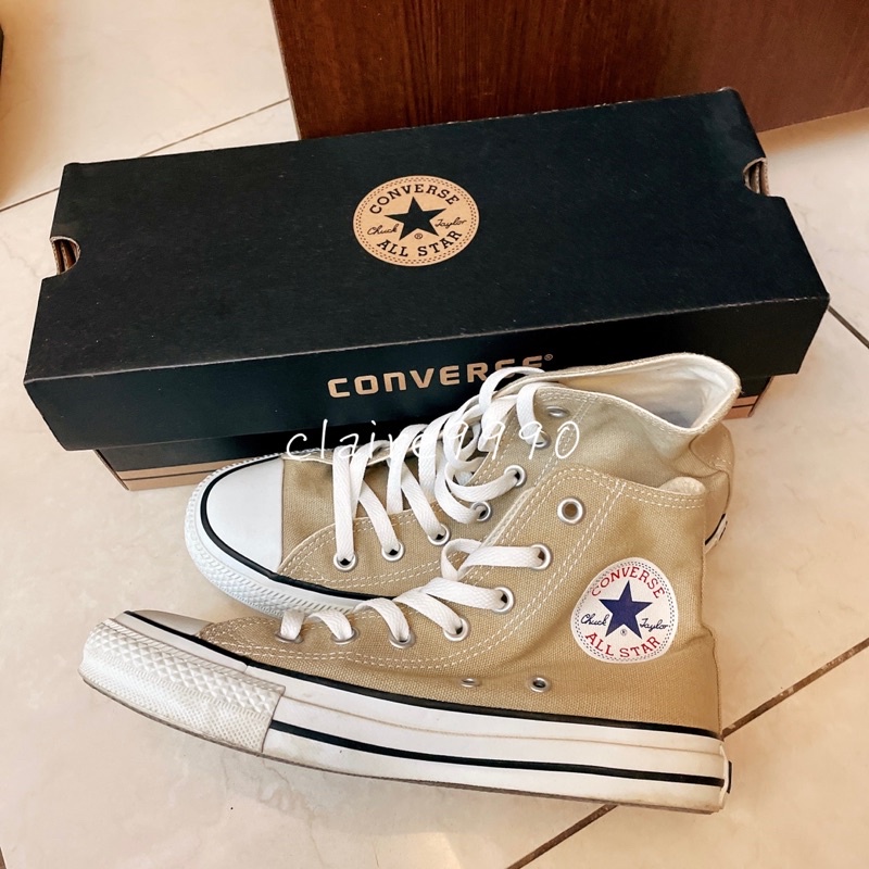 converse 奶茶色 高筒帆布鞋