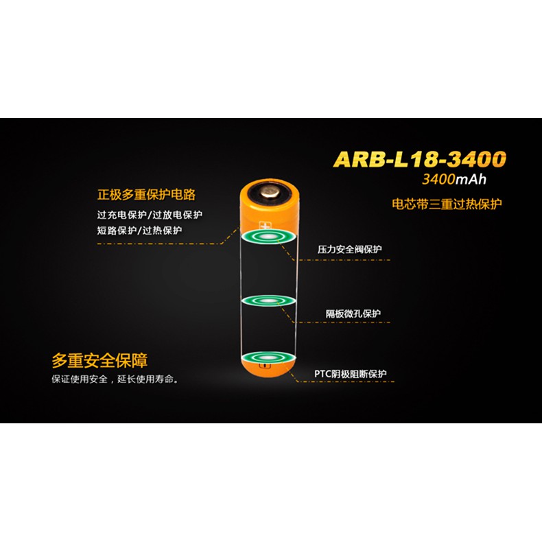 "台南工具好事多"  限期特價品  FENIX ARB-L18-3400 3400mAh 18650 帶保護板鋰電池