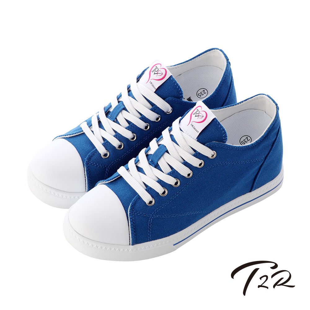 【T2R】增高7cm經典款休閒氣墊帆布鞋(7100-0008藍)