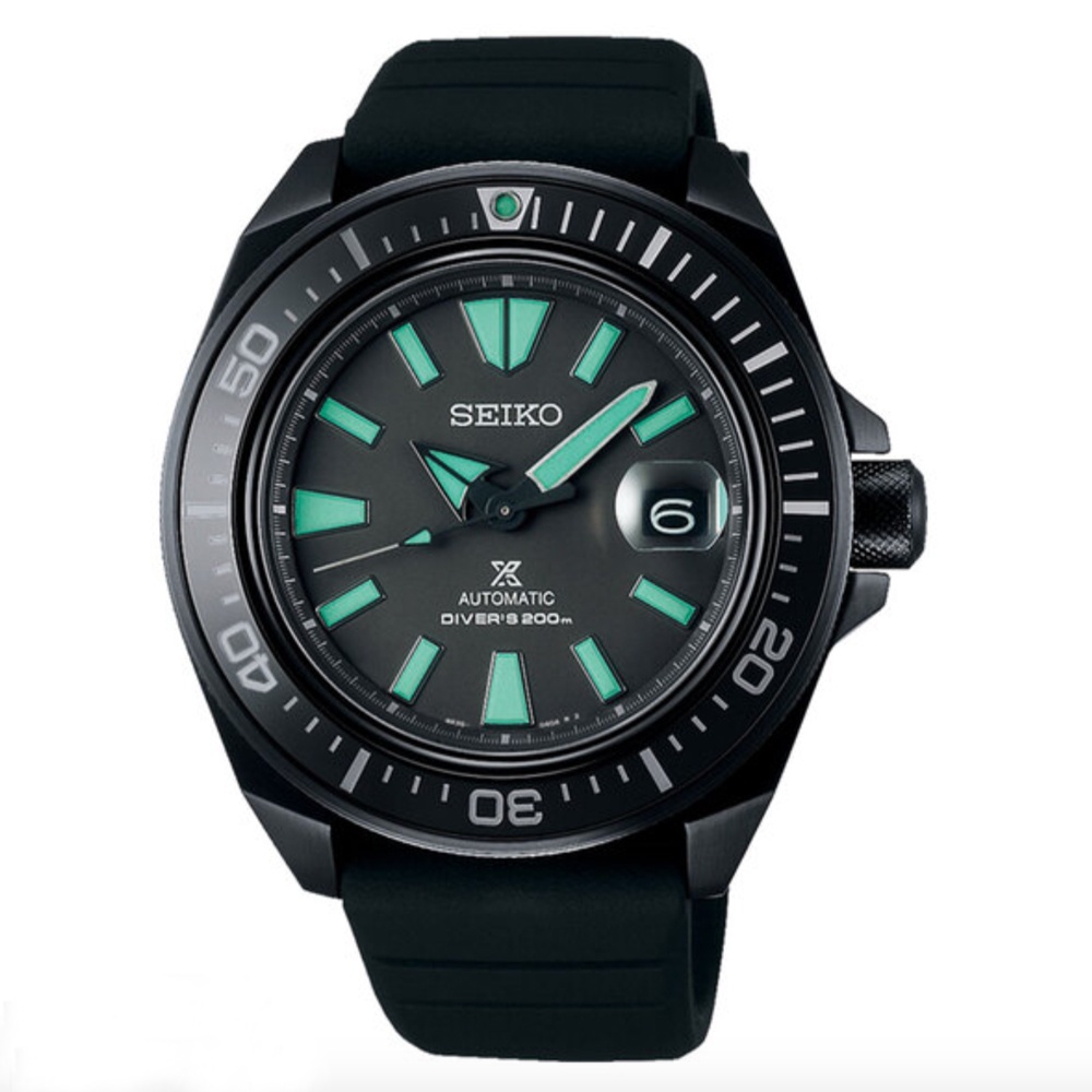 【SEIKO 精工】PROSPEX 200米亮綠時標潛水機械腕錶-黑 矽膠帶(SRPH97K1/4R35-05N0C)