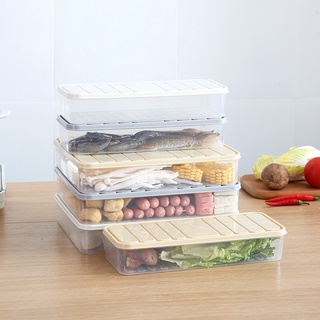 FUN先生的生活志 廚房方形冰箱保鮮盒 家用塑料食物密封冷凍餃子盒 蔬菜盒 食品收納盒 冰箱可疊加保鮮盒子 長方形保鮮盒