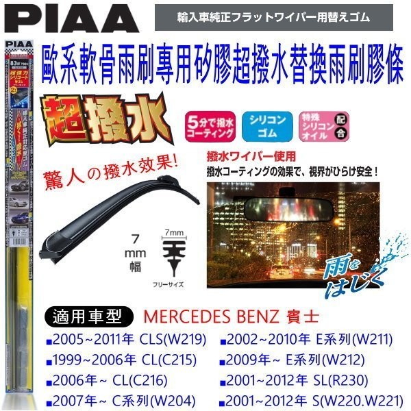 和霆車部品中和館—日本PIAA 超撥水系列 賓士 R230 W220 W221 原廠軟骨雨刷用替換矽膠膠條 SUW70E