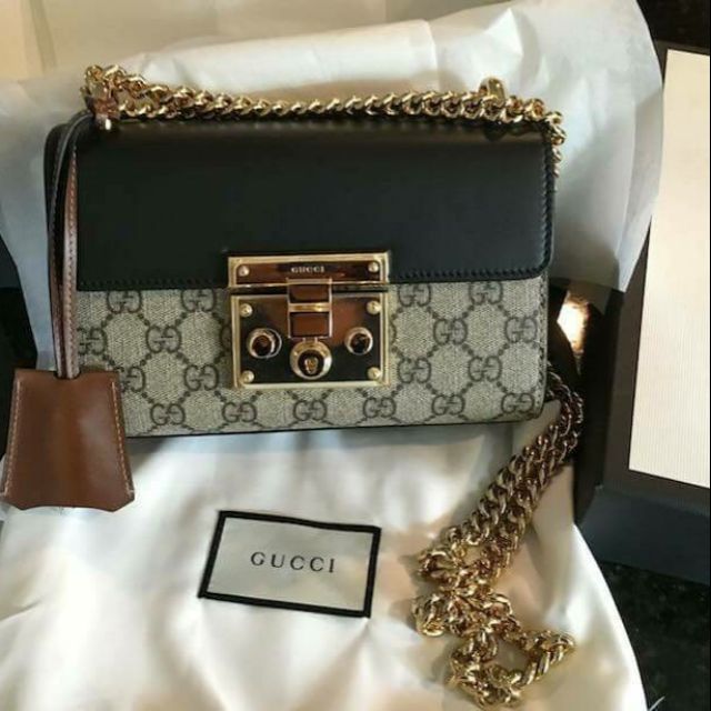 Gucci Padlock small GG shoulder bag 全皮革壓紋鍊條包
