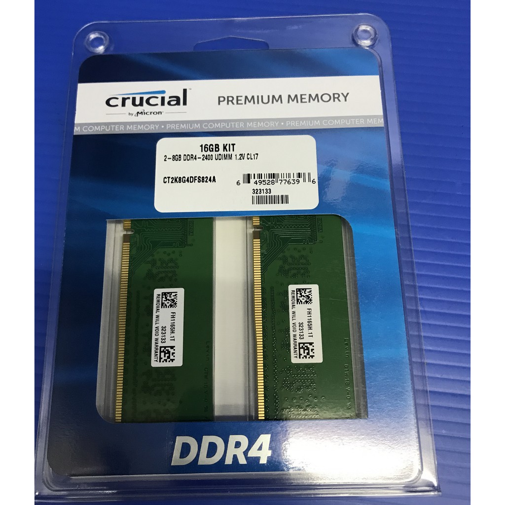 桌上型 全新美光 DDR4 2400 8G X 2 = 16G 雙通道組