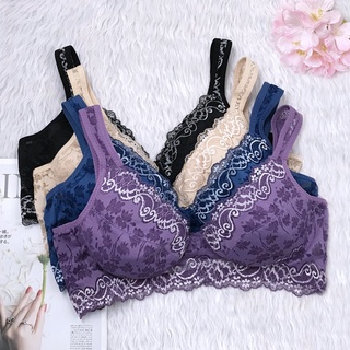 《魔點子Mordenco》法式香頌絲棉薄杯蕾絲無鋼圈內衣 M~3XL 大尺碼內衣 大罩杯內衣 貨號1665