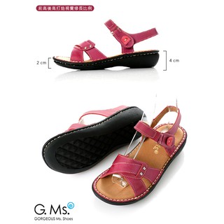 G.Ms. MIT系列-牛皮手工縫線厚底涼鞋-紅色35碼