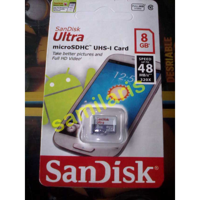 Micro SD 8Gb Ultra Class 10 Sandisk 存儲卡