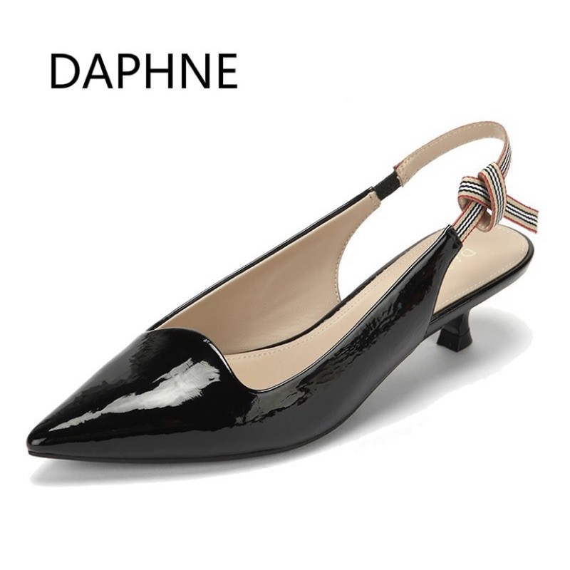DAPHNE/達芙妮專櫃正品女鞋尖頭細中跟3.5cm後空性感時尚小貓跟氣質