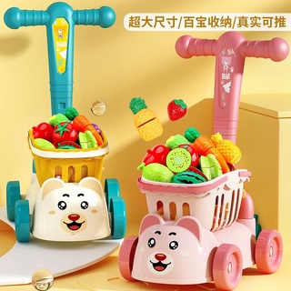 小熊購物推車 蔬果推車 兒童購物推車 收納車 造型推車 小熊玩具 購物車 造型玩具 家家酒玩具 模擬蔬果玩具