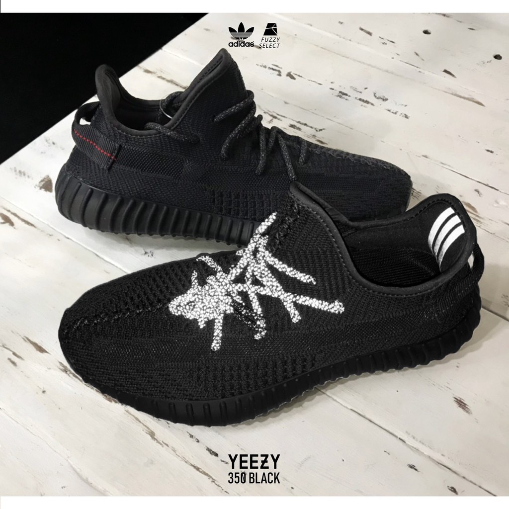 逢甲FUZZY】Adidas Yeezy Boost 350 V2 黑天使鞋帶反光全黑黑魂FU9006 | 蝦皮購物