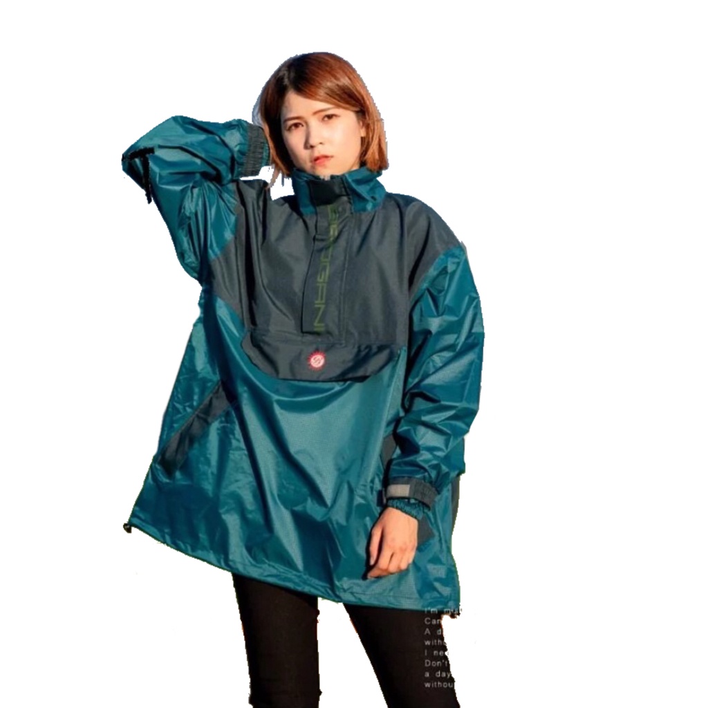 BAOGANI 寶嘉尼 B12套式背包衝風防水外套 藍綠 (單上衣) 登山背包 輕量化 口袋 雨衣《比帽王》