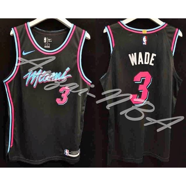 Anzai-NBA球衣 19年賽季 Miami Heat 邁阿密熱火隊 WADE 3號 黑色球衣AU球員版-全隊都有