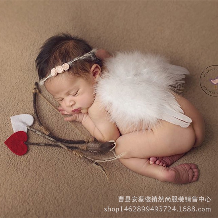 新生兒拍照嬰兒攝影留念天使造型攝影道具滿月寶寶創意小翅膀新生兒拍照道具兒攝影套裝 寫真道具 嬰兒造型服