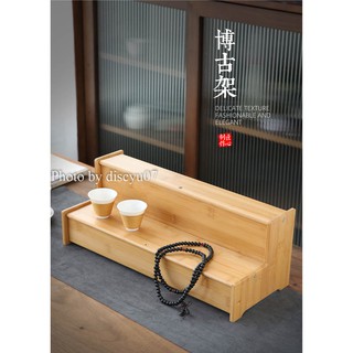 【東天佛俱】竹製階梯置物架博古架 竹製底座 陶瓷公仔功夫茶具茶壺茶杯收納擺件展示架 收納架 整理架